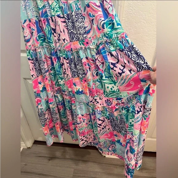 Lilly Pulitzer Loro Tiered Maxi Dress in Multi Patch to Match - Large - EUC - Picture 7 of 16